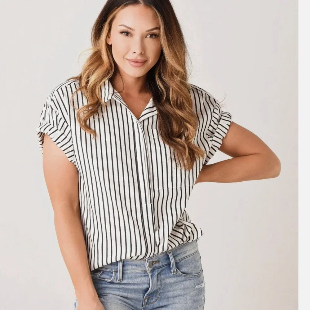 Frame Sheila Striped Pocket Shirt Size XS - Picture 3 of 8